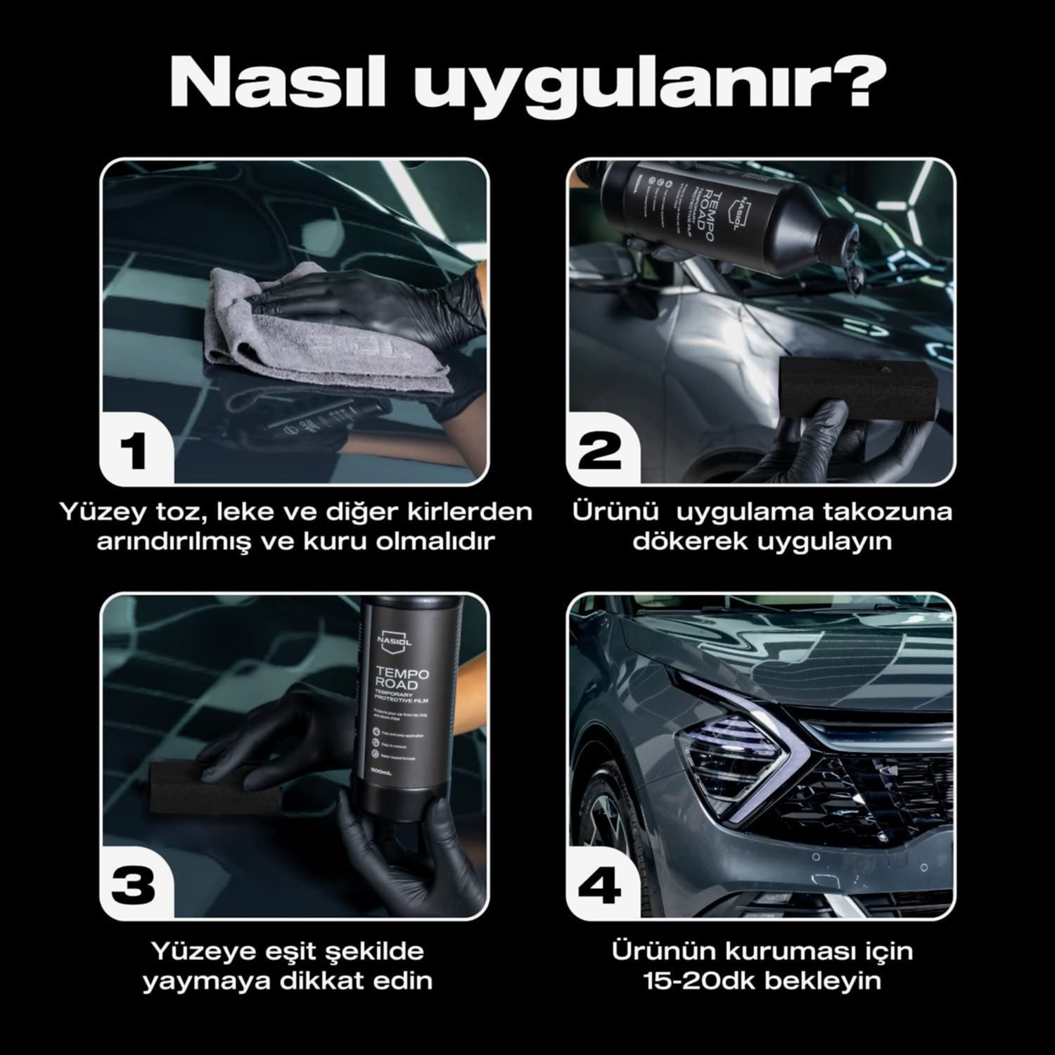 Nasiol TempoRoad Geçici Araç ve Boya Koruyucu Film-500 mL-Boya Koruma Filmi, Leke Önleme, Detailing, Off-Road Araç Yüzeyi Koruyucu, Su Bazlı Leke Tutmaz Film