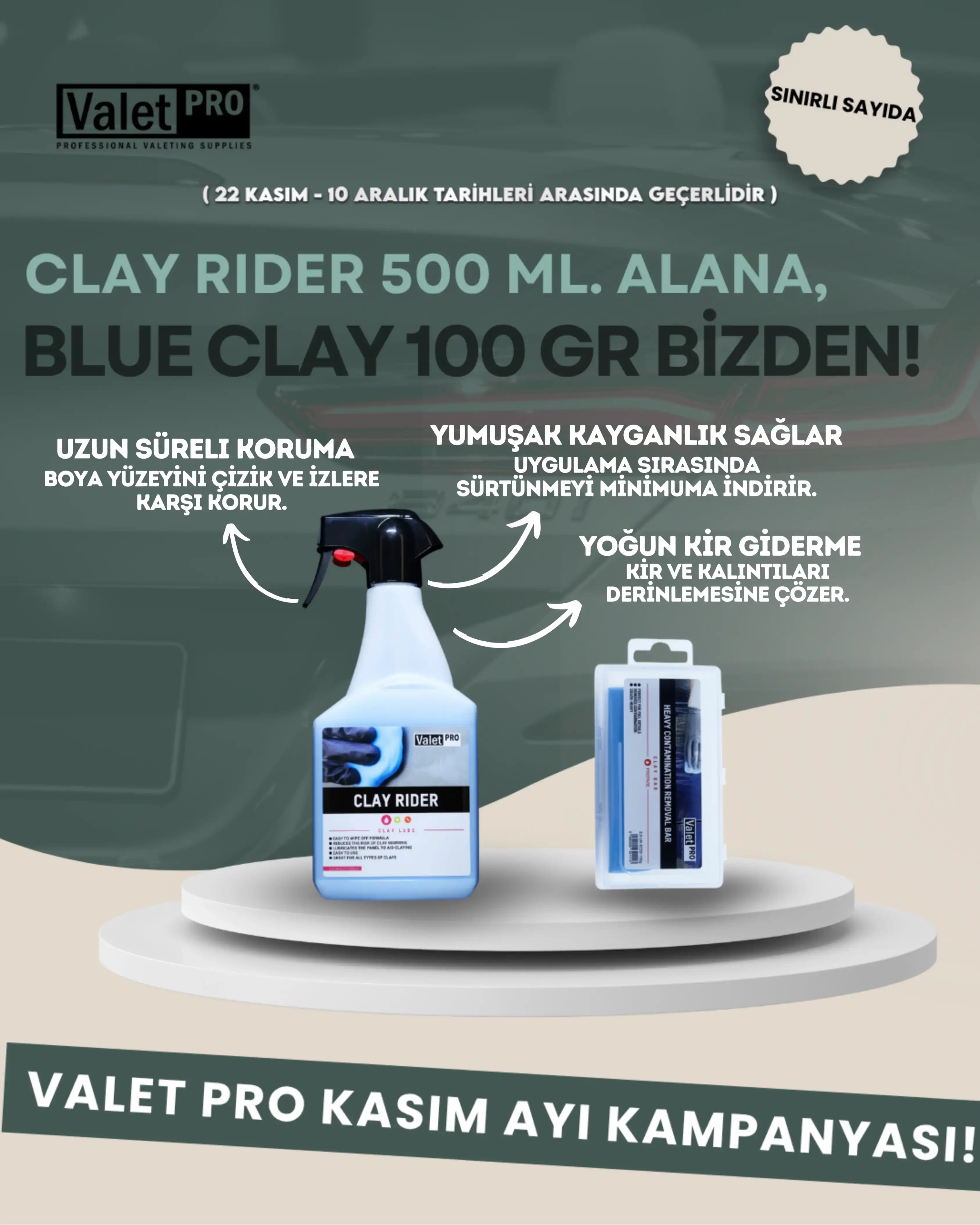 Valet Pro Clay Rider Kil Kaydırıcı Sprey 500ml.