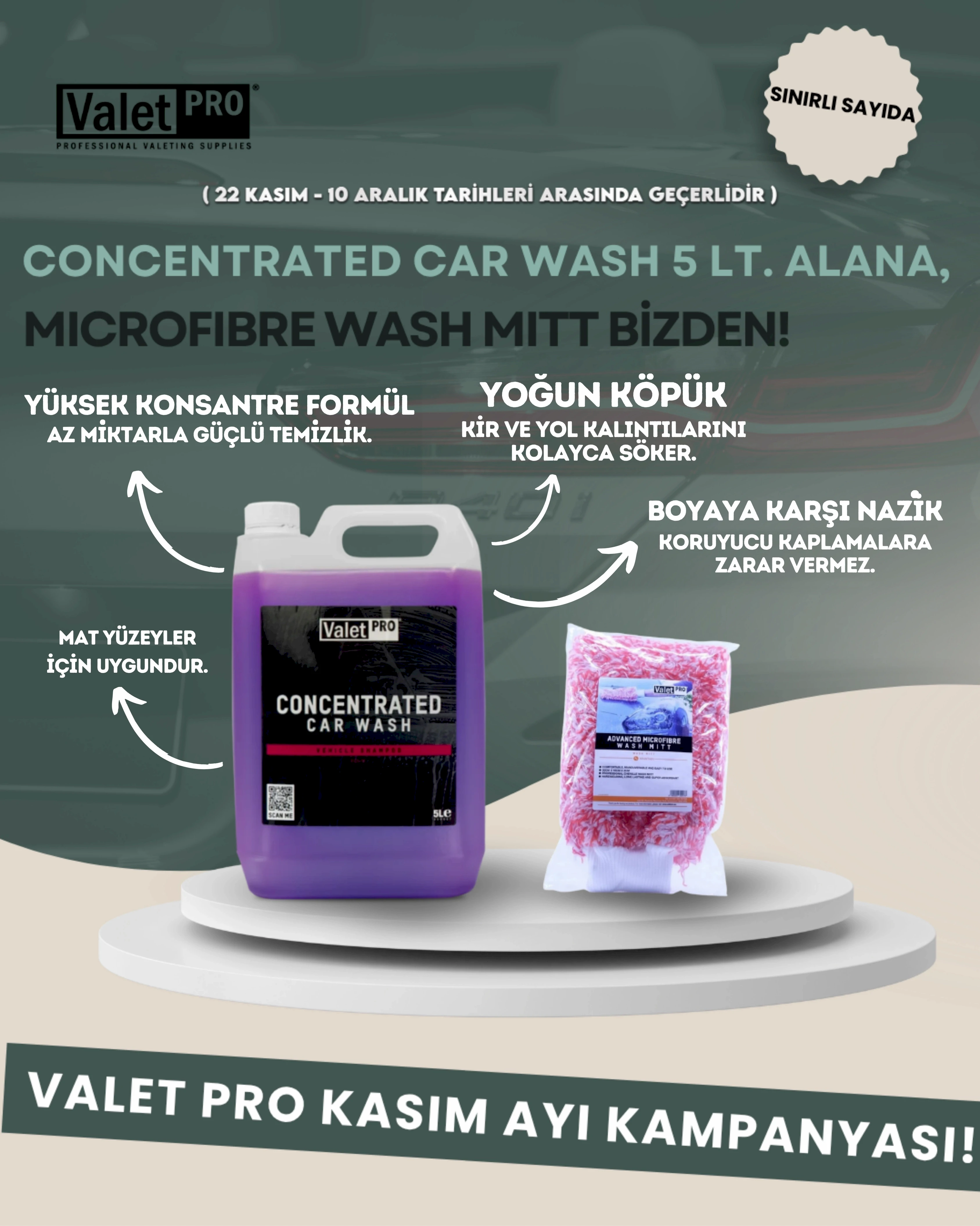 Valet Pro - Seramik Korumalar için PH Dengeli Konsantre Şampuan - Concentrated Car Wash 5lt
