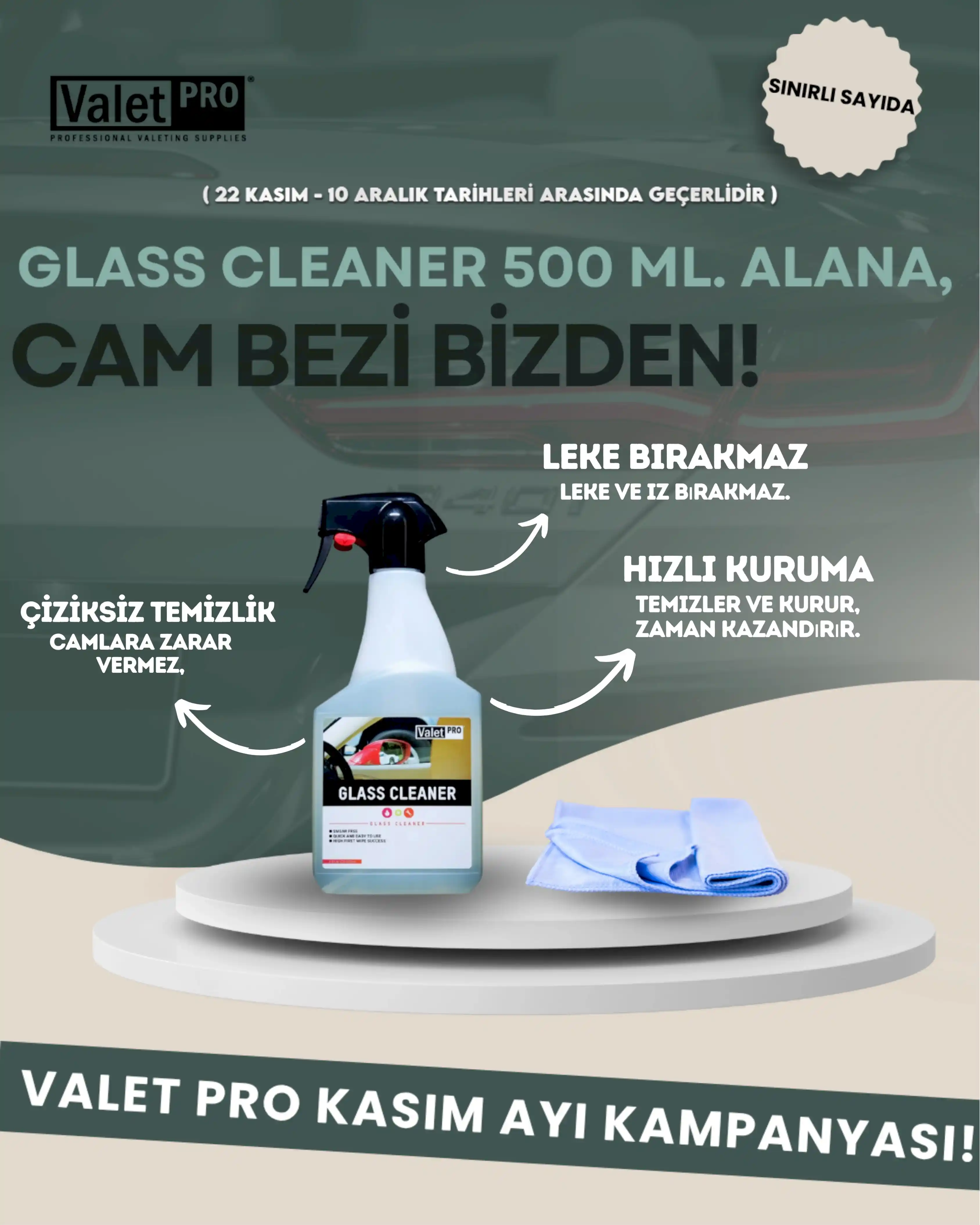 Valet Pro Cam Temizleme Glass Cleaner 500 ml.